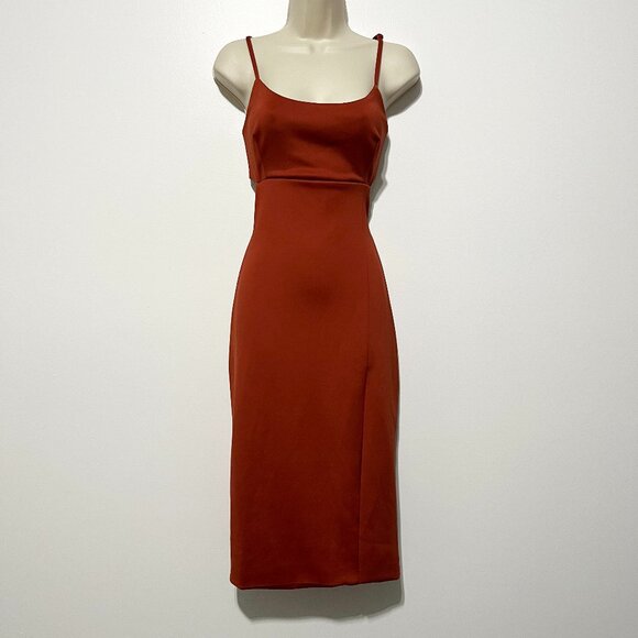 Showpo Womens Open Back Midi Dress Size 8 Burnt Orange Evening Party Date Night - Picture 1 of 7